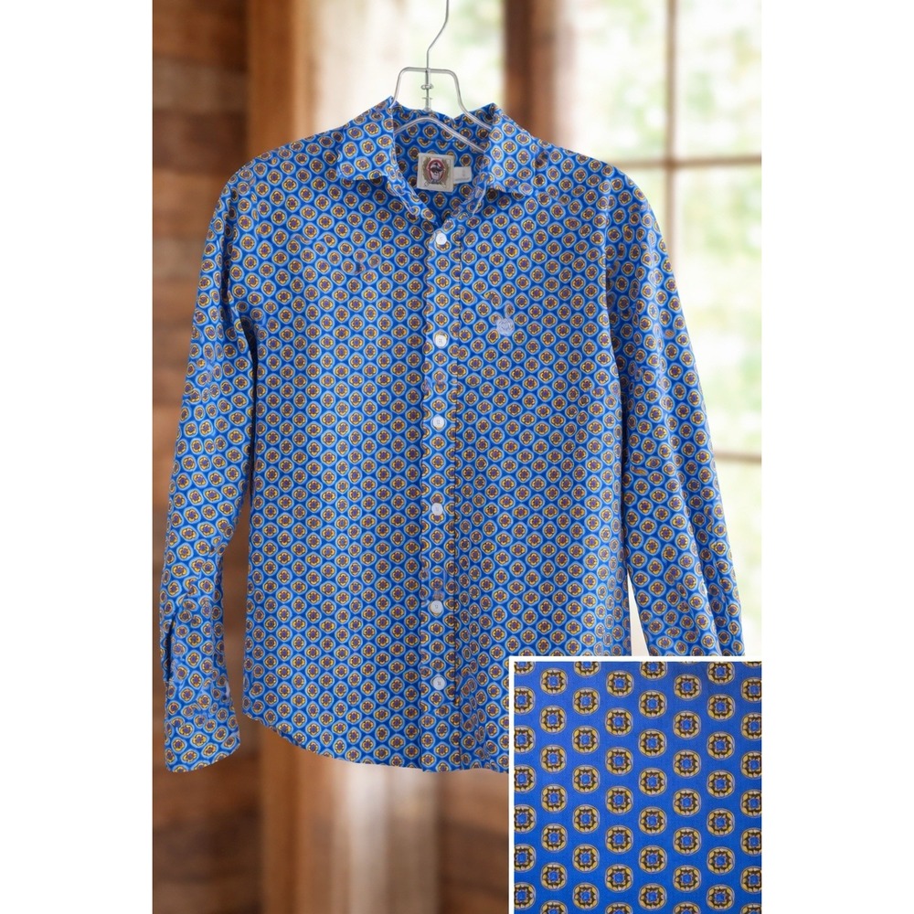 Cinch Boy's Large 12 Blue Print Western Button Down Shirt Youth Rodeo Cowboy‎